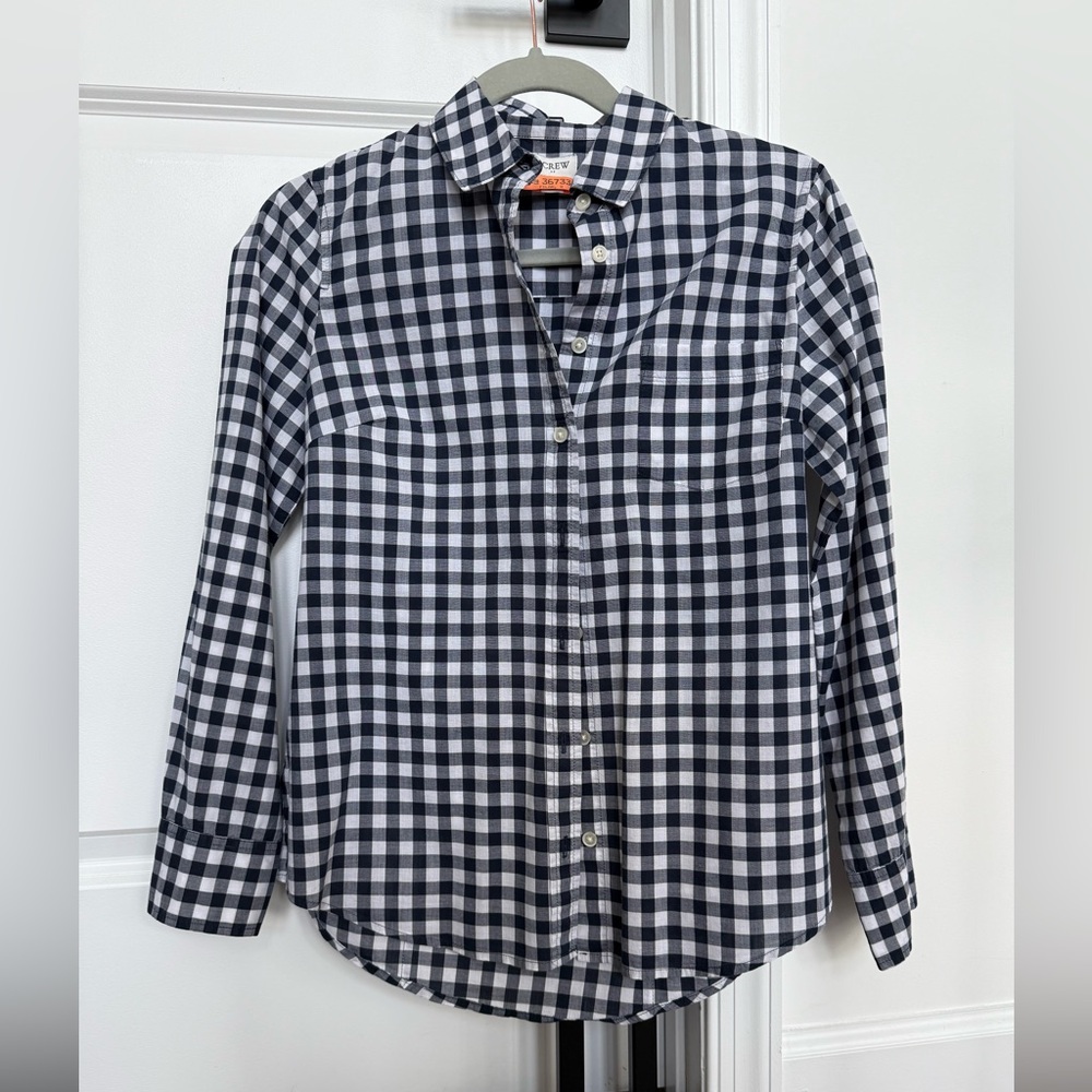 Women’s Small Reimagined by J. Crew Navy and White Gingham Button Down Shirt